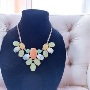 Gemstone Jeweled Bubble Bib Statement Necklace